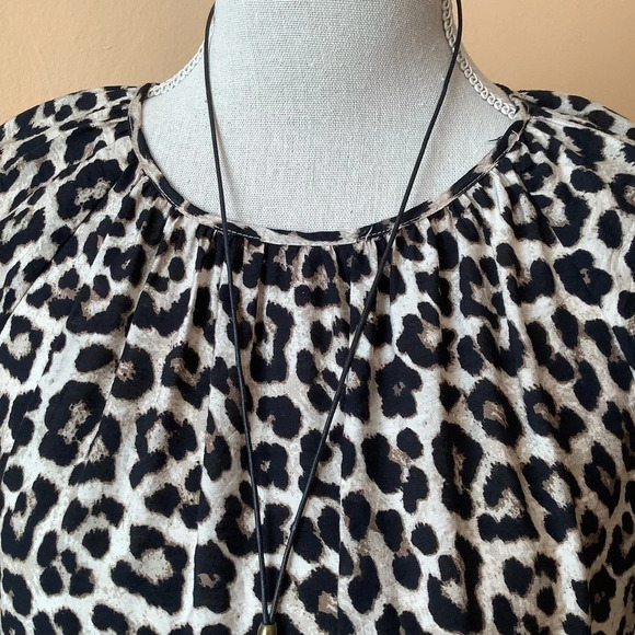H&M Leopard Drop Waist Puff Sleeve Dress Size S - Picture 6 of 16